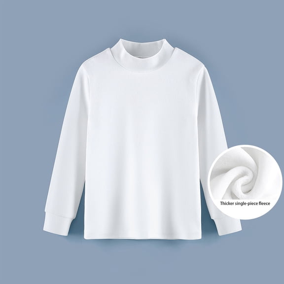 Boys Thermal Shirt White Long Sleeve Shirts for Boys Turtleneck Shirt Basic Tops Boys Fall Shirt Girls Shirts Size 5-6 Years