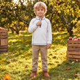 thumbnail image 1 of Boys Thermal Sweatshirt Quarter Zip Long Sleeve Pullover Top, Mock Neck Half Zip Jacket, Kids Fall Winter Clothes, 1 of 8