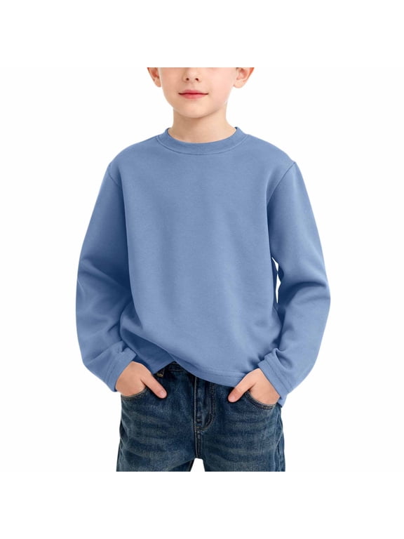 Boys' Thermal Top 3-15Y Kids Boys Crew Neck Long Sleeve Shirt Comfortable Casual Warm Top Big Kids Base Layer