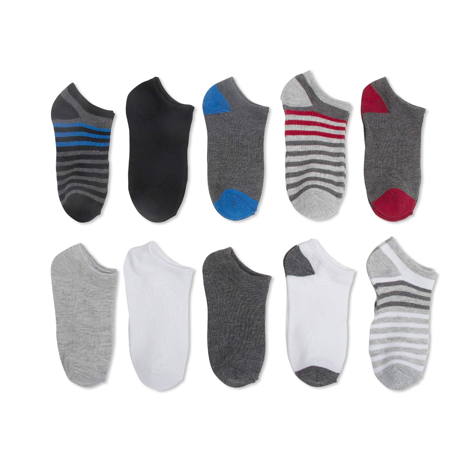 Boys' Thin Stripes No Show Socks, 10 Pairs