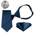 thumbnail image 1 of Boys Ties Pre-tied Neckties and Pocket Square Set Adjustable Tie for Kids Wedding Party,Navy Blue, 1 of 8
