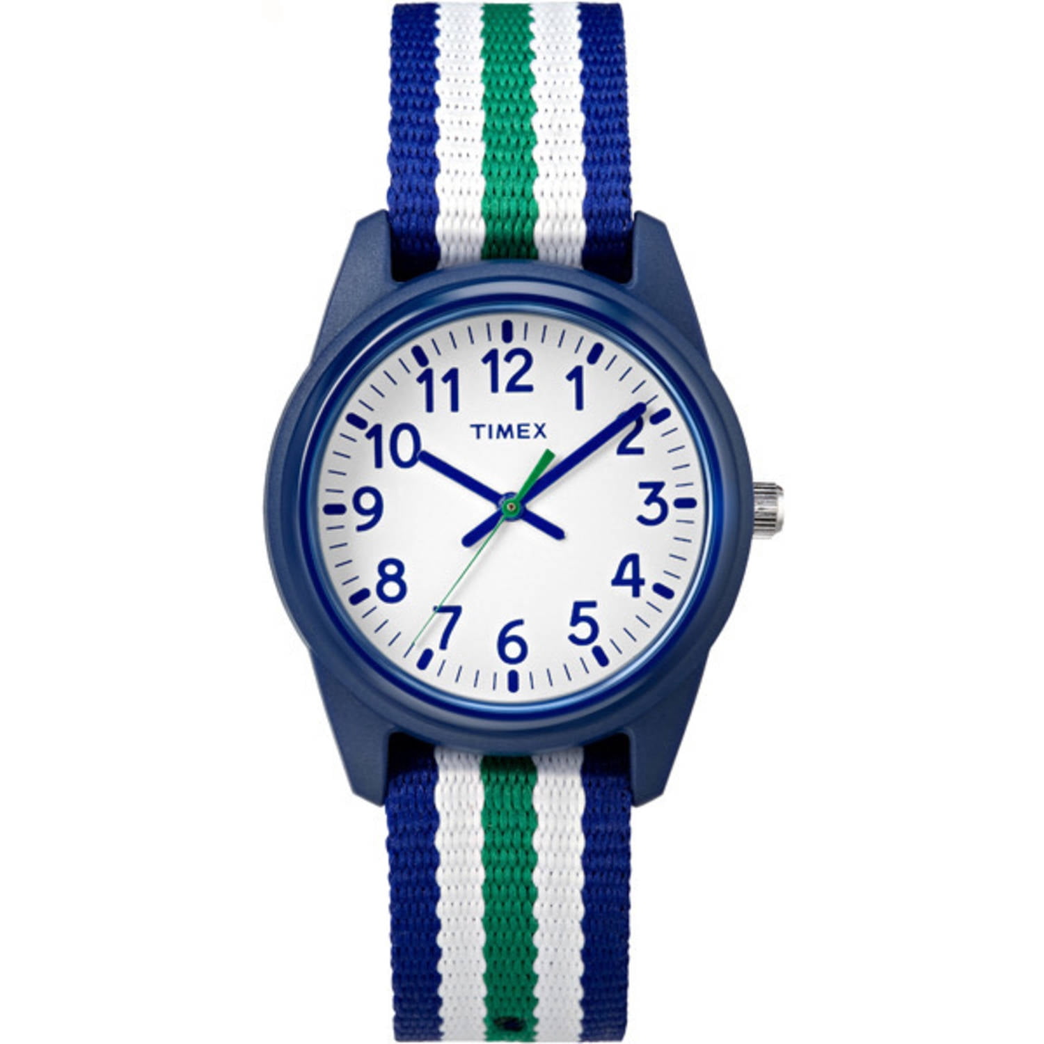 Boys Time Machines Blue/Green/White Stripe Watch, Nylon Strap