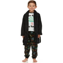 Boys & Toddler 3-Piece Pajama Set - Long Sleeve Top, Pajama and Bonus Robe, Kids Pajama Shirt with Bathrobe, Sizes 2-12Yrs, Alien Sleep