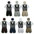 thumbnail image 1 of Boys Toddler Formal Black Vest Bow Tie White Khaki Navy Brown Hat 5pc Set S-4T, 1 of 2