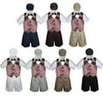 thumbnail image 1 of Boys Toddler Formal Brown Vest Bow Tie White Khaki Navy Gray Hat 5pc Set sz S-4T, 1 of 2