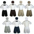 thumbnail image 1 of Boys Toddler Formal Vest Shorts Suits Black Navy Brown Bow Tie Hat 4pc Set S-4T, 1 of 2