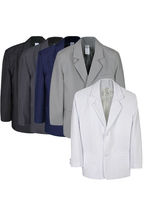 Boys Toddler Kid Formal Wedding Black Dark Gray White Navy Blazer Jacket sz S-7