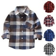 thumbnail image 1 of Boys Toddler Plaid Flannel Shirt Long Sleeve Button Down Kids Casual Shirt Fall Winter Coat for Son 4-14 Years Boys Button Down Shirts White, 1 of 4