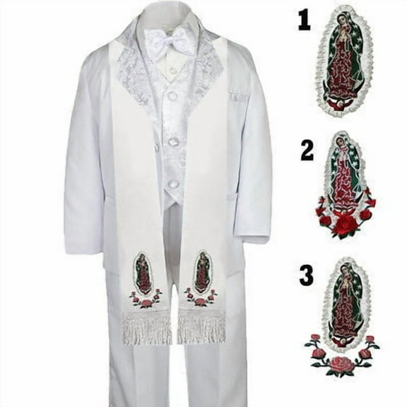 Boys Toddler Teen  Baptism Communion Christening Formal White Suit Stole Sm-20