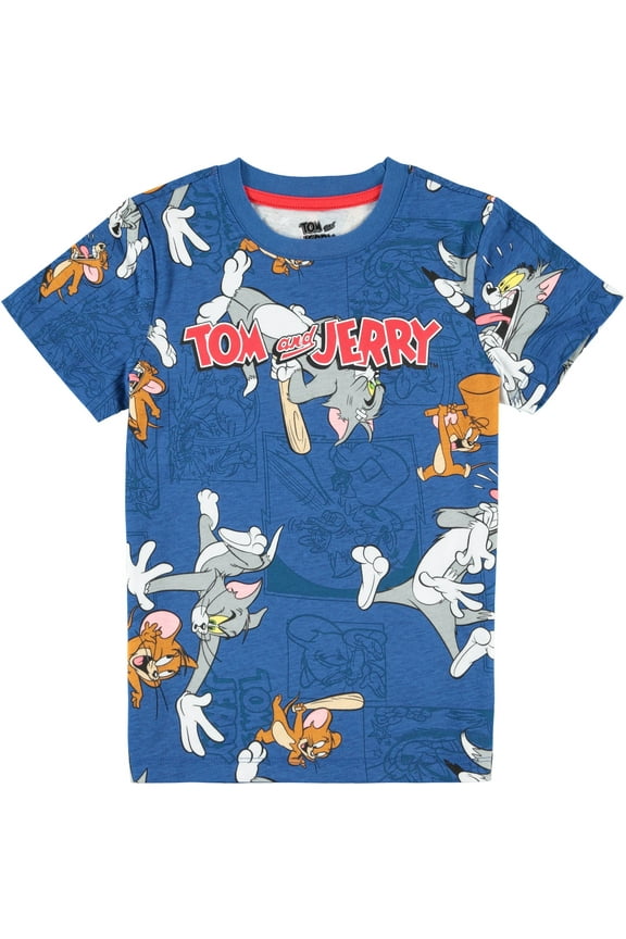 Boys Tom and Jerry Short Sleeve Crewneck T-Shirt - Little and Big Boys Sizes 4-20