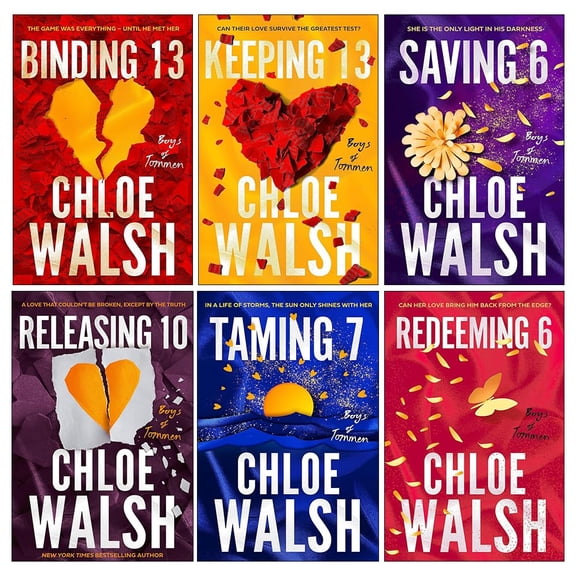 Boys of Tommen Series 6 Book Collection Set Binding 13, Keeping 13, Saving 6, Redeeming 6, Taming 7, Releasing 10 | Chloe Walsh Romance Paperback Set