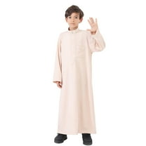 Boys Tops Long Sleeve Arabic Thobe National for Teens Embroidered Kaftan Robe Set Stylish Middle Wear for Young Boys