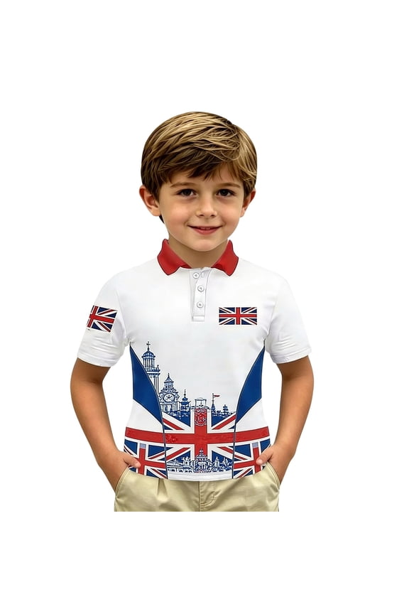 Boys Tops Summer Jack Short Sleeve Fashion Patriotic Print Tunic Blend Petite Clothing for Boy,White,7-8 Years