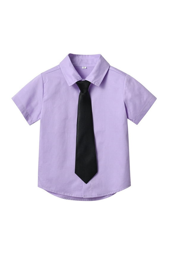 Boys Tops Summer Short Sleeve Cardigan Stylish Lapel Design Versatile Casual Shirt for Kids Ideal for and Outings