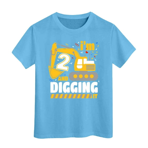 Boys' Tops, Tees & Shirts Casual Outdoor Sports Summer Short Sleeve Excavator Ages 3 13 Hawaiian Shirt