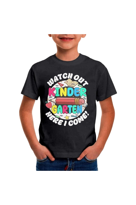 Boys' Tops, Tees & Shirts Kindergarten Hello School I Come First Day At School Nursery Graduation Boys Clothes
