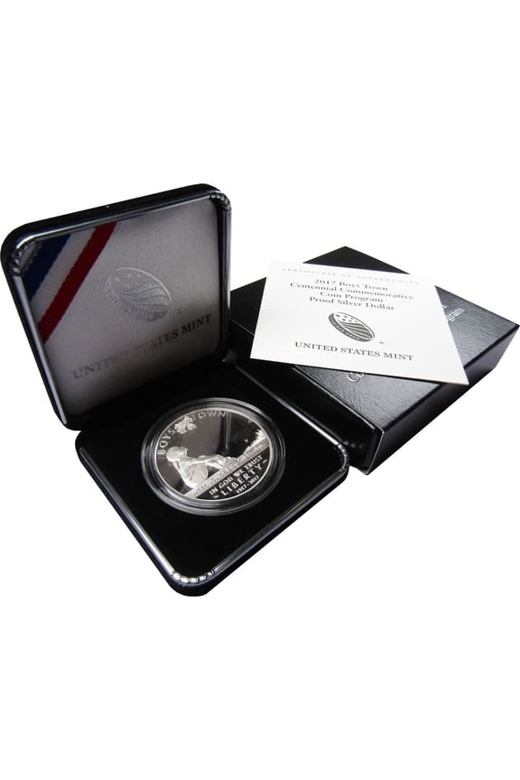 Boys Town Centennial Commemorative 2017 P 90% Silver Dollar Proof $1 Coin OGP