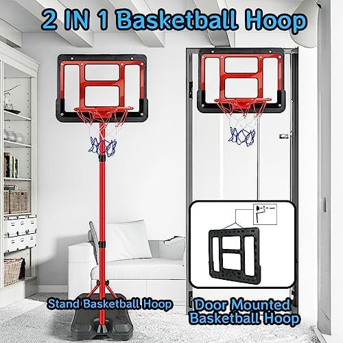 Boys Toy Gifts for 3 4 5 6 7 8 Years Old, Kids Basketball Hoop Adjustable Height 3.5FT-6.2FT, Mini Basketball Hoop for Kids, Basketball Goal Toys Outdoor Indoor Game Gifts for Boys