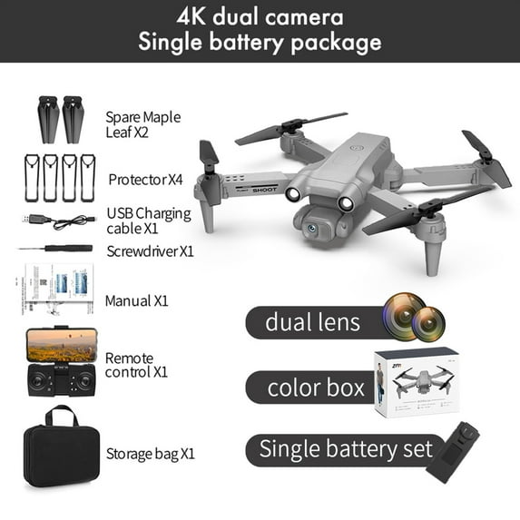 Boys Toys 10-12 Years Old, Drone with 4K HD FPV Camera Remote Control Toys Gifts for Boys Girls with Altitude Hold Headless Mode Key Start Speed Adjustment, Gray, One Size