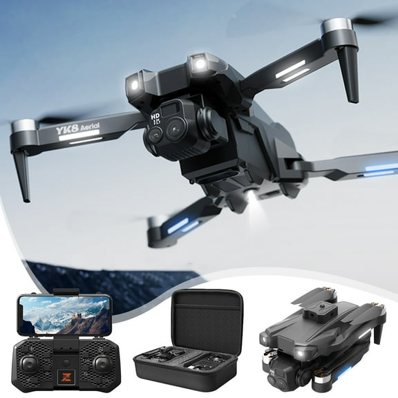 Boys Toys 10-16 Years Old, FPV Drone with ESC Camera Brushless Motor Drones.4G Quadcopter with LED Light Night Vision Pan Tilt Shockabsorber Altitude Hold Obstacle Avoidance, Black