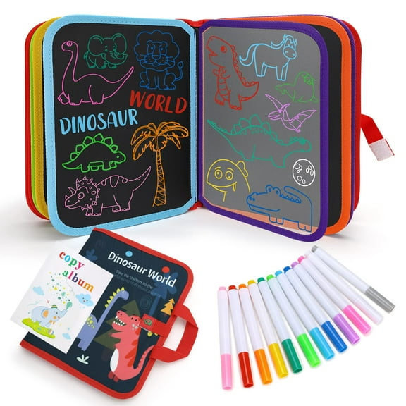 Boys Toys 3-4-5-6 Year Olds Kids Girl Gifts for 3 4 5 6 Year Olds Boys Birthday Gifts for 3-6 Year Old Girl Drawing Board Book Travel Toys for 3-6 Year Old Dinosaur Book Art Crafts Christmas Toy