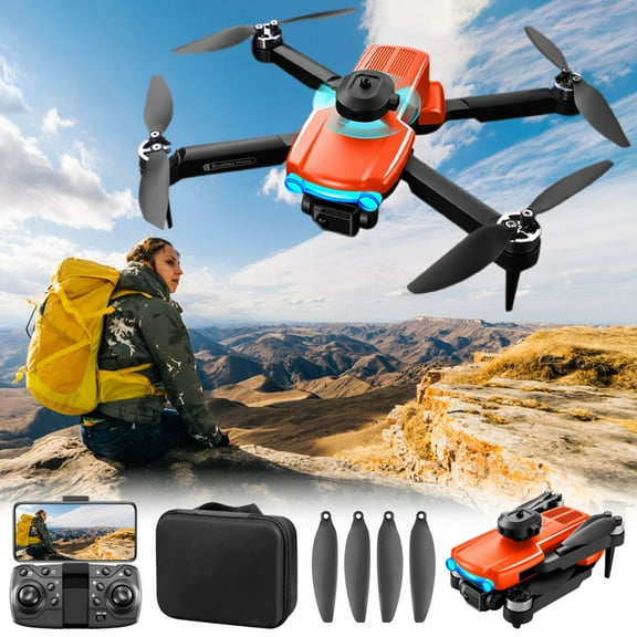 Boys Toys 6-8 Years Old, Brushless Motor Drone with 1080P Camera 2.4G Wifi FPV Rc Quadcopter with Headless Mode, Follow Me, Altitude Hold, Obstacle Avoidance Toys Gifts for Kids Adults, Orange
