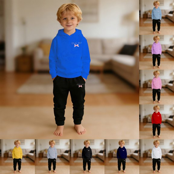 Boys Tracksuit Hooded Printed Sweatshirt Jogger Casual Long Sleeve Pullover Soft Playwear 2 Piece Outfits 3-4 Y