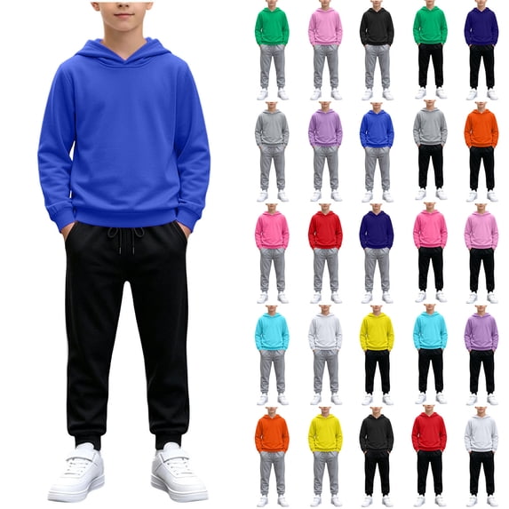 Boys Tracksuit Lightweight Pullover Hoodie and Drawstring Jogger Pants Matching Set, Casual Spring Fall Sport Outfit for Toddler Teen Boys 1-15 Years