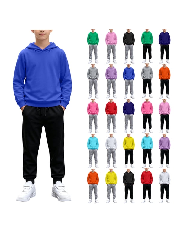 Boys Tracksuit Lightweight Pullover Hoodie and Drawstring Jogger Pants Matching Set, Casual Spring Fall Sport Outfit for Toddler Teen Boys 1-15 Years