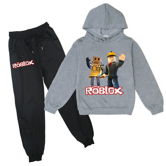 Boys Tracksuit Roblox Pullover Hoodie and Jogging Pants-Cotton Long Sleeve Hooded 2 Piece Outfits for Kids