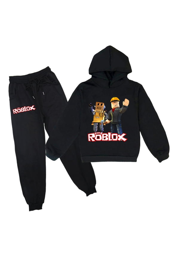 Boys Tracksuit Roblox Pullover Hoodie and Jogging Pants-Cotton Long Sleeve Hooded 2 Piece Outfits for Kids