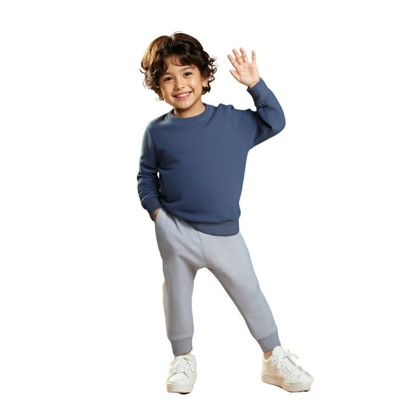 Boys' Tracksuits Long Sleeve Solid Crewneck Dark Blue Basic Sweatshirt and Jogger Pants 2 Pcs Winter Clothes Girls Clothing Size 4-5 Years Boys Girls Fashion