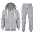 thumbnail image 1 of Boys' Tracksuits Solid Zip Up Hoodie Jogging Pants Set 2 Piece Unisex Kids Sweatsuit Jackets and Sweatpants Sweat Suits for Girls Light Gray 110(5-6 Years), 1 of 5