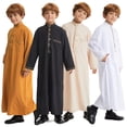 Thobe Robe Boys Traditional Long Sleeve Thobe Robe Button Down Formal Cultural ...