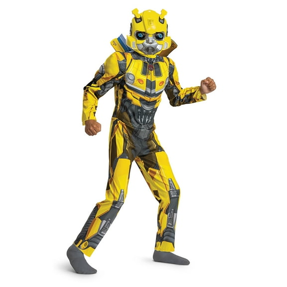 Boys Transformers Bumblebee Muscle Jumpsuit & Mask Halloween Costume M (8)