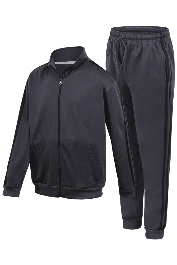 Boys' Tricot Jogger Set - 2 Piece Active Performance Zip-Up Tracksuit Set (Size: 8-18)