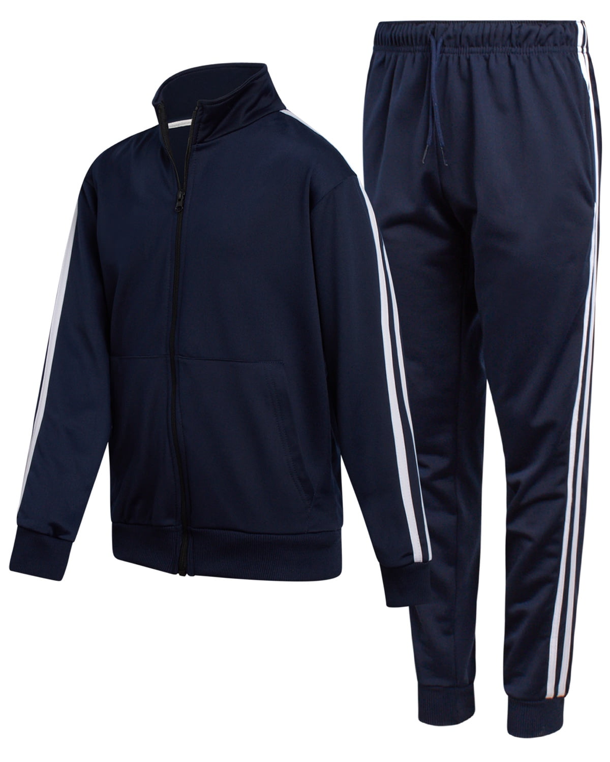 Boys' Tricot Jogger Set - 2 Piece Active Performance Zip-Up Tracksuit Set (Size: 8-18)