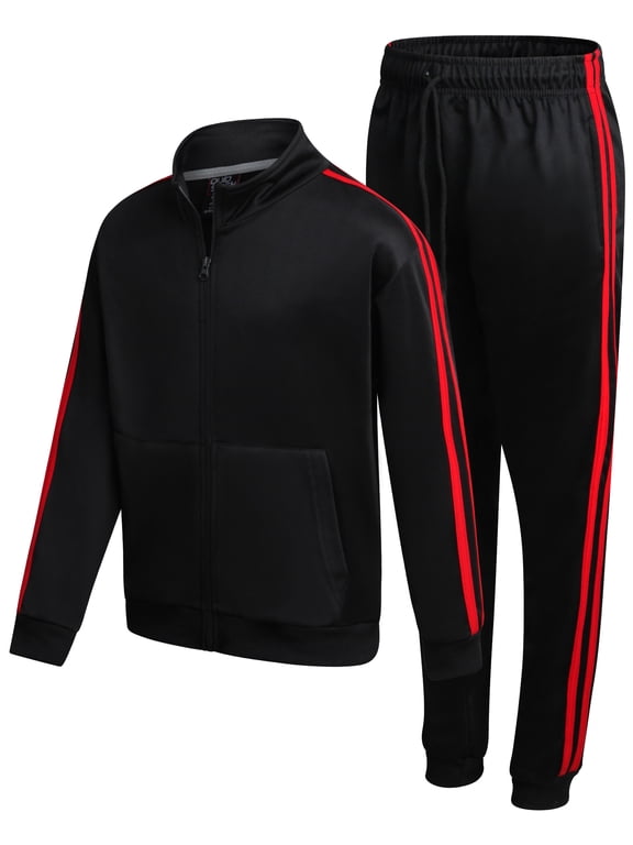 Boys Tricot Jogger Set 2 Piece Lightweight Active Performance Zip-Up Tracksuit Set