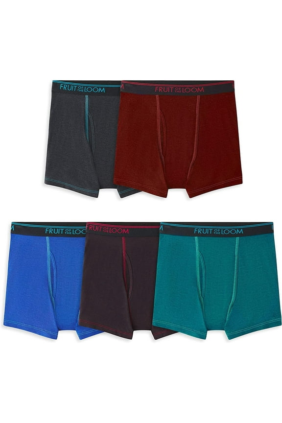 Boys' True Comfort 360 Stretch Boxer Briefs, 5 Pack