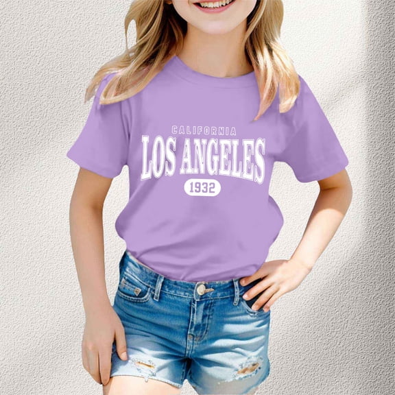 Boys Tshirt Letter Printed Short Sleeve Crewneck Casual Summer Shirts Birthday Tshirt for Boys 7-8 Years