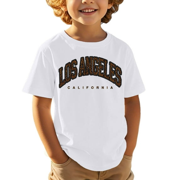 Boys Tshirt Los Angeles Shirt Graphic Letter Print Short Sleeve Fashion Tops Tees Trendy Clothes For Girls
