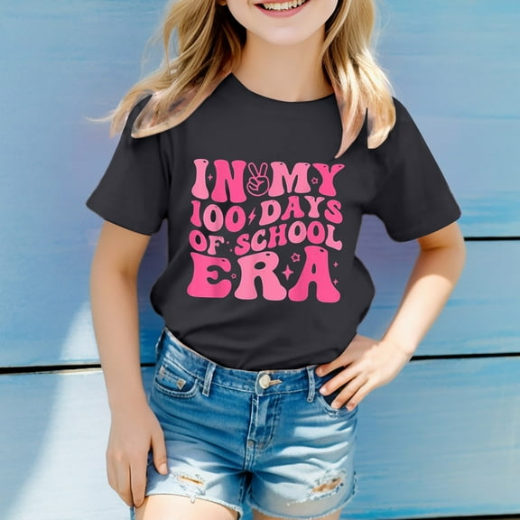 Boys Tshirts 100th Day of School Shirt Kids Short Sleeve Girls Graphic Tees Girls Tops for Boys 120