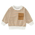 thumbnail image 1 of Boys Tshirts 18-24 Months Crew Neck Toddler Long Sleeve Striped Printed Pullover With Pocket Tops T-Shirt, 1 of 7