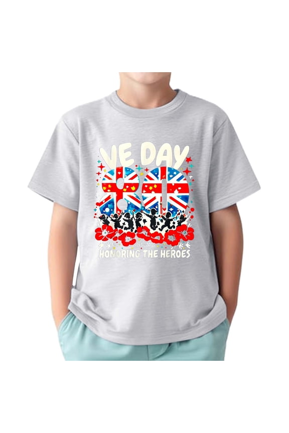 Boys Tshirts 80Th Anniversary 2025 British Flag British Flag Celebration (1 13 Years) Boys Clothes