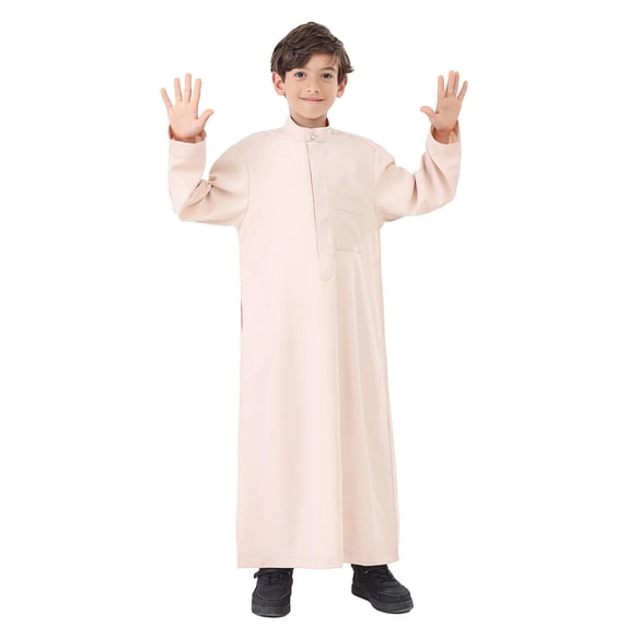 Boys Tshirts Arabic Thobe Ethnic Kaftan Crew Robe Embroidered Arab Robe Kids Clothing