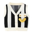 thumbnail image 1 of Boys Tshirts Baby Colorblock Sweater Vest Knitted Soft V Neck Sleveeless Cardigan Boys' Tops White 18-24 Months, 1 of 3