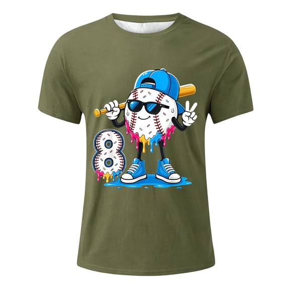 Boys Tshirts Basic Comfortable Short Sleeve Cartoon Print Crewneck Tee for Daily Wear Boys' Tops Tees Shirts 2 Years-3 Years