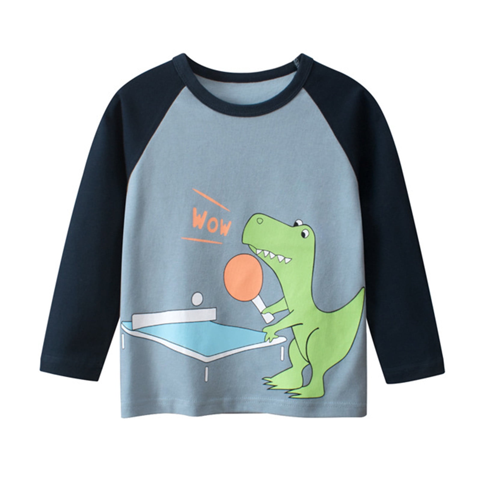 Boys Tshirts Boys Girls Dinosaur Print Long Sleeve Color Splice