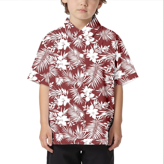 Boys Tshirts Children Beach Leisure Loose Collar Button Open Short Sleeve Casual Tops