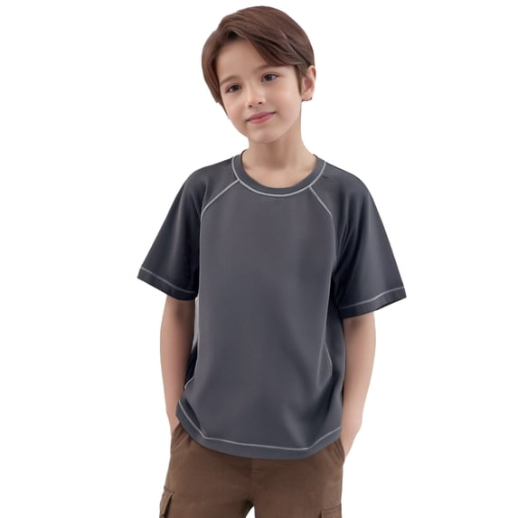 Boys Tshirts Cotton T-Shirts Summer Boys' Medium Sized Breathable Mesh Solid Color Quick Drying Short Sleeved T Shirt